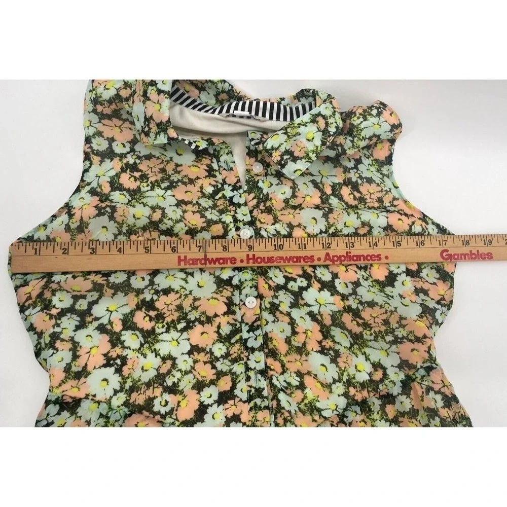 Volcom Mini Dress Womens‎ Small Green Floral Sleeveless Cottagecore Pastel Artsy